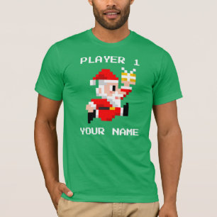 Personalised 8-Bit Santa Claus Christmas T-shirt