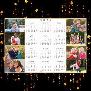 Personalised 8 Family Photo Collage 2025 Calendar Poster
