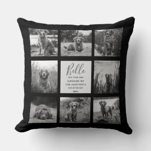 Personalised 8 Photo Collage Black Cushion