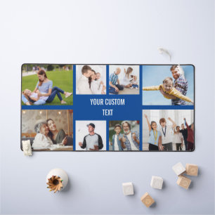 Personalised 8 Photo Collage family & Custom text Desk Mat