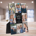 Personalised 8 Photo Collage Grandparents Modern  Plaque<br><div class="desc">This black personalised "World's Greatest Grandma & Grandpa" 8-photo collage blanket features a simple heart, accompanied by elegant handwritten script typography and the name of beloved grandchildren. An ideal and heartwarming gift for your grandparents on special occasions like Grandparents day, Anniversary, Christmas, or birthdays. Customise it with photos of favourite...</div>
