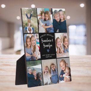 Personalised 8 Photo Collage Grandparents Modern  Plaque
