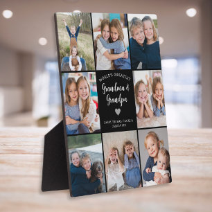 Personalised 8 Photo Collage Grandparents Modern  Plaque