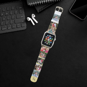 Personalised 8 Photo Collage Template Monogrammed Apple Watch Band