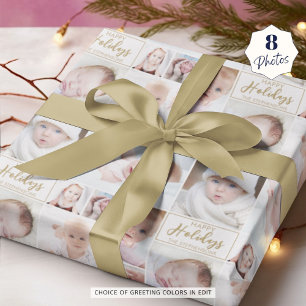 Personalised 8 Photo Custom Greeting and Colour Wrapping Paper
