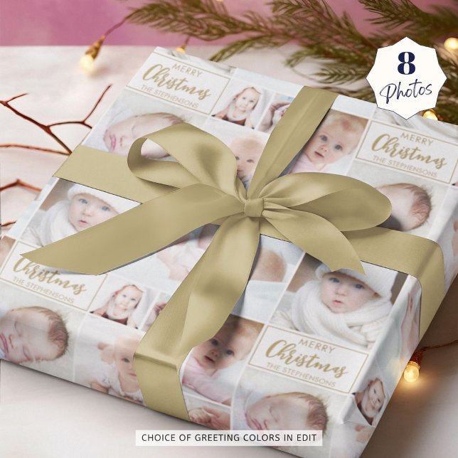 Personalised 8 Photo Custom Greeting and Colour Wrapping Paper (Creator Uploaded)