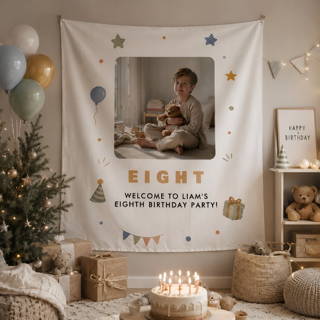Personalised 8th Birthday Tapestry with Photo (Creator Uploaded)