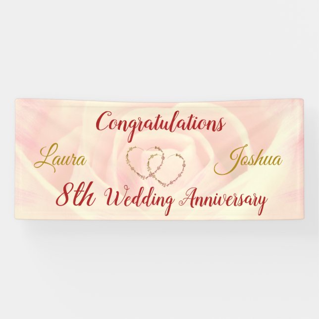 Personalised 8th Wedding Anniversary Banner (Horizontal)