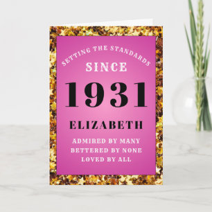 Personalised 90th Birthday 1931 Pink Gold Chic Mum Card