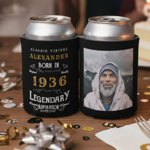 Personalised 90th Birthday Add Name Year Photo Can Cooler
