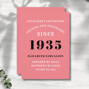 Personalised 90th Birthday Add Your Name Pink Invitation