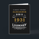 Personalised 90th Birthday Born 1931 Vintage Black Card<br><div class="desc">A personalised classic birthday card for that birthday celebration for somebody born in 1931 and turning 90. Add the name to this vintage retro style black, white and gold design for a custom 90th birthday gift. Easily edit the name and year with the template provided. A wonderful custom black birthday...</div>