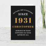 Personalised 90th Birthday Born 1931Black Gold Card<br><div class="desc">For those born in 1931 and celebrating their 90th birthday we have the ideal birthday greeting card. The black background with a white and gold design is simple and yet elegant. Easily customise the text to the front and the interior of this birthday card using the template provided. Part of...</div>