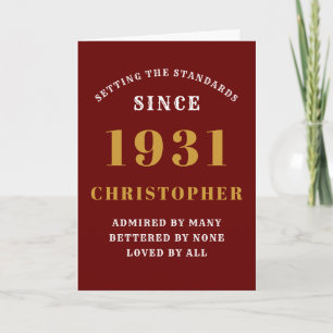 Personalised 90th Birthday Born 1931Red Gold Card