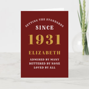Personalised 90th Birthday Born 1931Red Gold Card