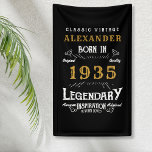 Personalised 90th Birthday Born 1935 Vintage Black Banner<br><div class="desc">A personalised classic party banner for that special birthday born in 1935 and turning 90. Add the name to this vintage retro style black, white and gold design for a custom birthday gift. Easily edit the name and year with the template provided. A wonderful custom black birthday gift. More gifts...</div>