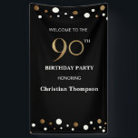 Personalised 90th Birthday Gold confetti Banner<br><div class="desc">Celebrate a monumental milestone with our Personalised 90th Birthday Gold Confetti Banner, designed to add a touch of elegance and festive flair to this remarkable occasion. This striking vertical banner blends classic black with shimmering gold accents and crisp white details, creating a sophisticated backdrop for birthday festivities. Adorned with chic...</div>