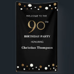 Personalised 90th Birthday Gold confetti Banner<br><div class="desc">Celebrate a monumental milestone with our Personalised 90th Birthday Gold Confetti Banner, designed to add a touch of elegance and festive flair to this remarkable occasion. This striking vertical banner blends classic black with shimmering gold accents and crisp white details, creating a sophisticated backdrop for birthday festivities. Adorned with chic...</div>