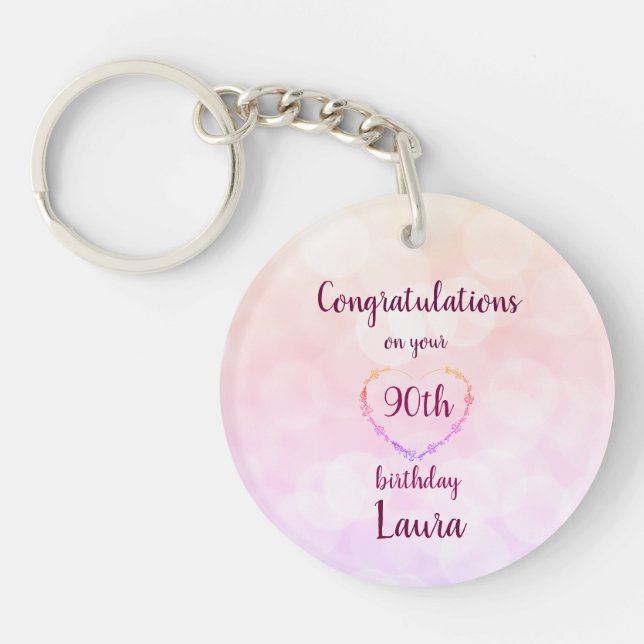 Personalised 90th Birthday Key Ring (Front)