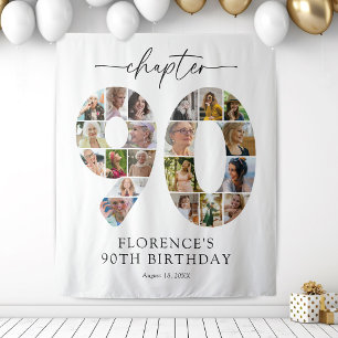 Personalised 90th Birthday Photo Banner Tapestry