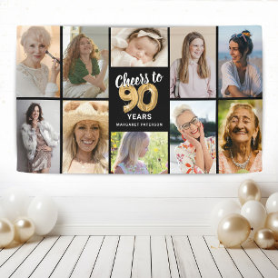 Personalised 90th Birthday Photo Collage Banner