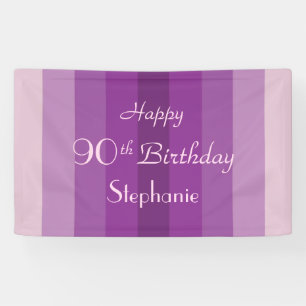 Personalised 90th Birthday Sign Purple Stripes