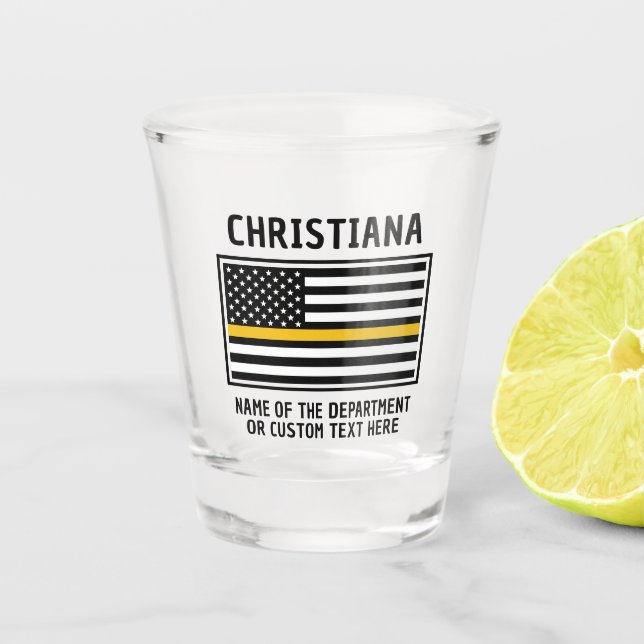 Personalised 911 Dispatcher Flag Thin Gold Line Shot Glass (Front)