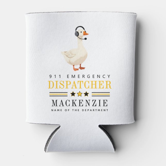 Personalised 911 Dispatcher Goose With Headset Can Cooler (Front)