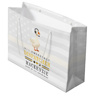 Personalised 911 Dispatcher Goose With Headset Large Gift Bag