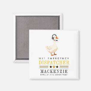Personalised 911 Dispatcher Goose With Headset Magnet