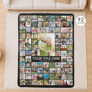 Personalised 92 Photo Collage Custom Colour Sherpa Blanket