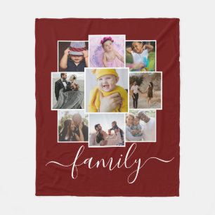 Personalised 9 Photo and Text Photo Collage Family Fleece Blanket