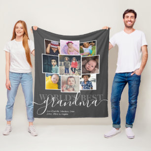 Personalised 9 Photo and Text Photo Collage Fleece Blanket