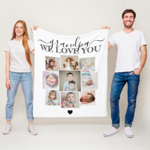 Personalised 9 Photo and Text Photo Collage Fleece Blanket