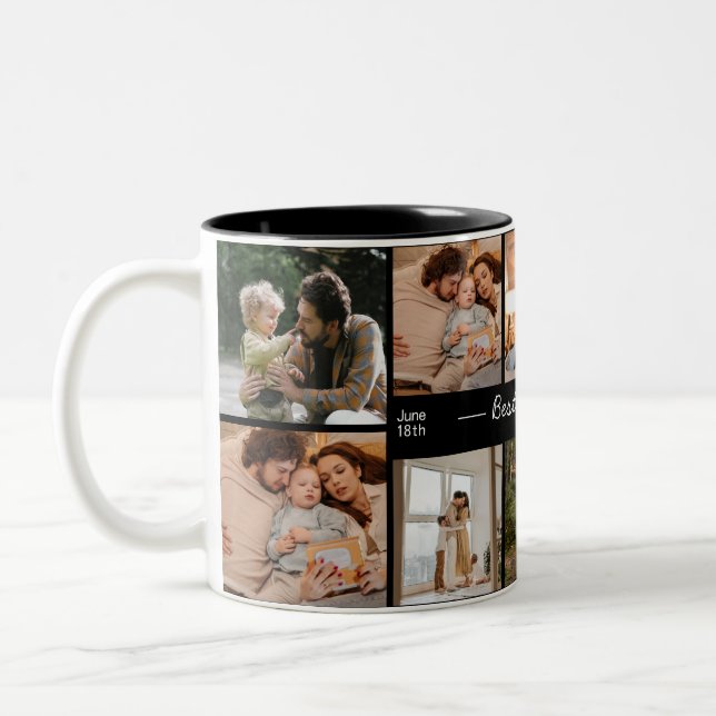 Personalised 9-Photo Best Daddy Ever Father's Day Two-Tone Coffee Mug (Left)