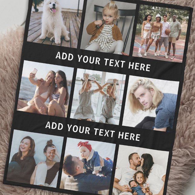 Personalised 9 Photo Collage Fleece Blanket (Creator Uploaded)