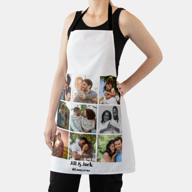 Personalised 9 Photo Collage Template for Couples Apron (Insitu)