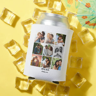 Personalised 9 Photo Collage Template for Couples Can Cooler