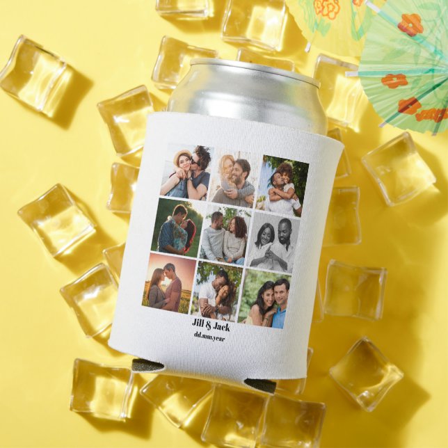 Personalised 9 Photo Collage Template for Couples Can Cooler (In Situ Summer)