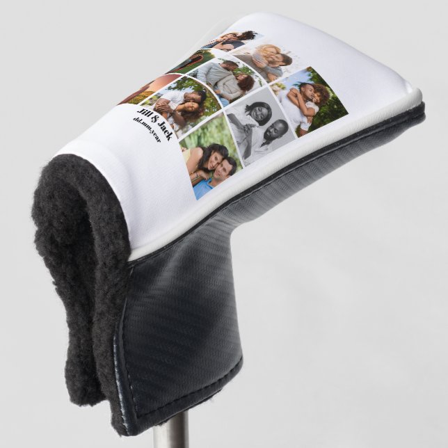 Personalised 9 Photo Collage Template for Couples Golf Head Cover (3/4 Front)