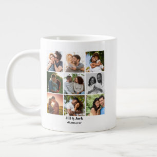 Personalised 9 Photo Collage Template for Couples Large Coffee Mug