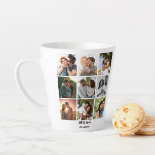 Personalised 9 Photo Collage Template for Couples Latte Mug