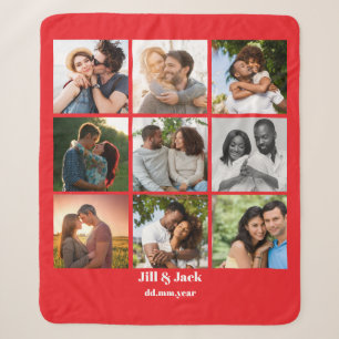 Personalised 9 Photo Collage Template for Couples Sherpa Blanket