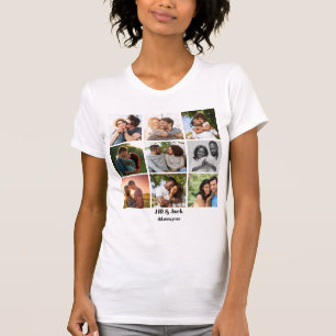Personalised 9 Photo Collage Template for Couples T-Shirt