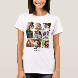 Personalised 9 Photo Collage Template for Couples T-Shirt