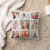 Personalised 9 Photo Collage Throw Pillow