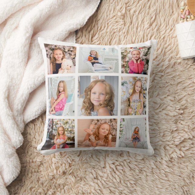 Personalised 9 Photo Collage Throw Pillow (Blanket)