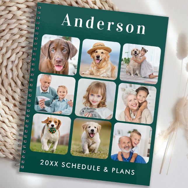 Personalised 9 Photo Collage Trendy Emerald Green Planner (Creator Uploaded)