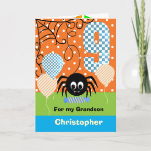 Personalised 9th Birthday Halloween for Grandson Card