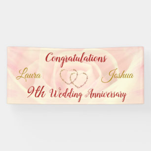 Personalised 9th Wedding Anniversary Banner